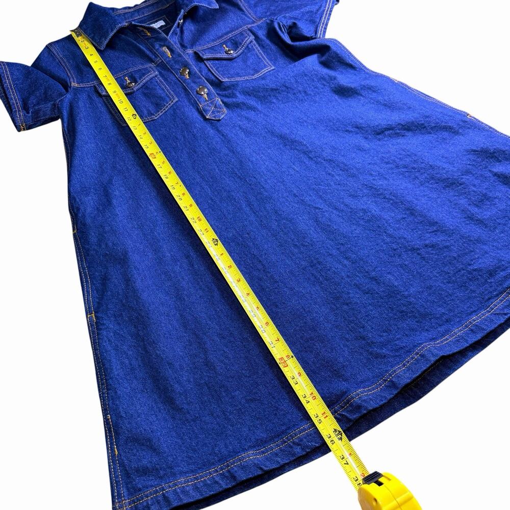 Loft Womens Denim Dress Shift Blue M S/S Western Cowgirl Country Pockets Casual - Picture 12 of 12